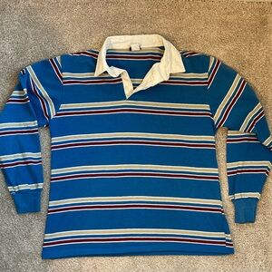 VINTAGE Levi’s 80s Long Sleeve Rugby Men’s Sz L Collared Striped Shirt